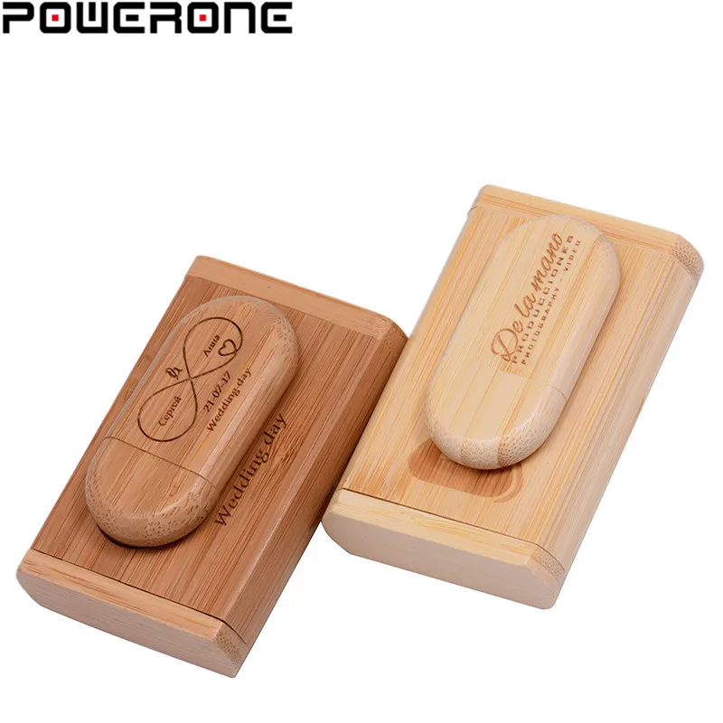 POWERONE 1 шт. Бесплатный Логотип Деревянный + коробка персональный флэш накопитель с