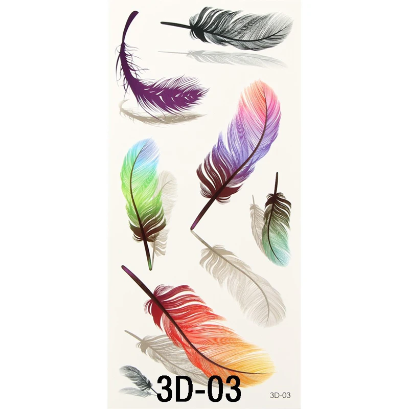 10-3pcs Sexy Colorful Rose Flower Water Transfer Temporary Tattoos Sticker for Women Girls Body Art Waterproof Temporary Tattoos