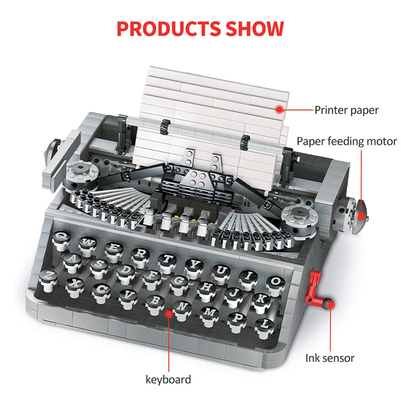 

1618PCS Creative Office DEAS Typewriter DIY Bricks City high-tech Expert Equipment Education Building Blocks Toys for Children