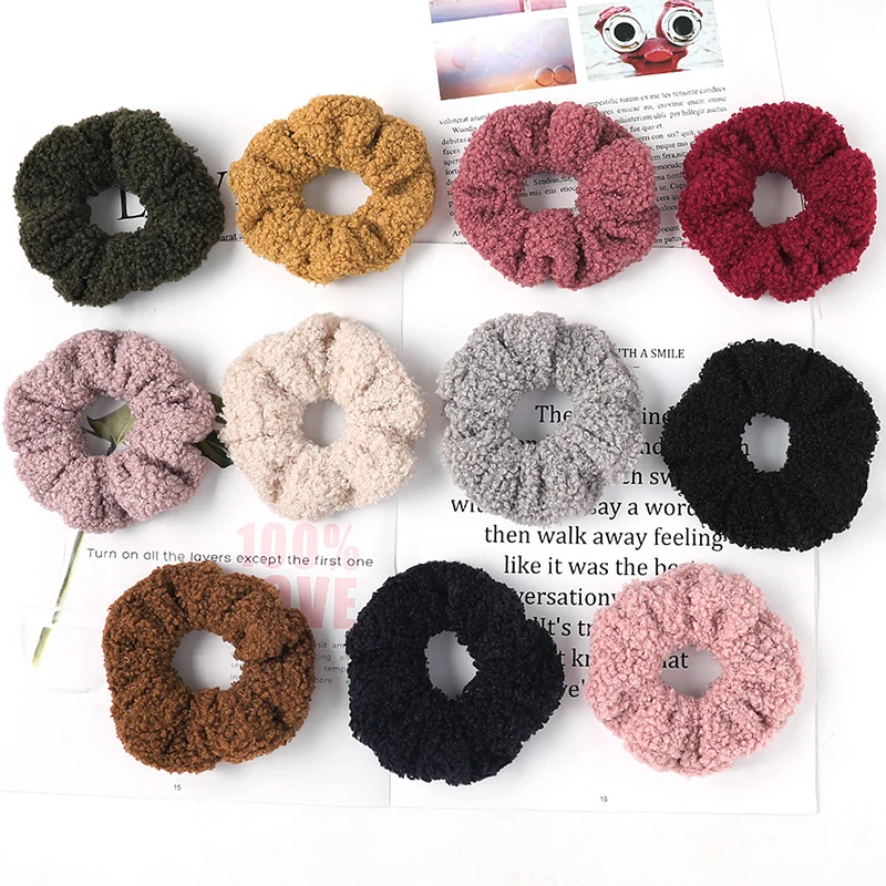 

Lovely Soft Velvet Hair Scrunchies Candy Color Faux Fur Elastic Hair Bands Hair Bands Rubber Band Hair Rope Tips Accessories