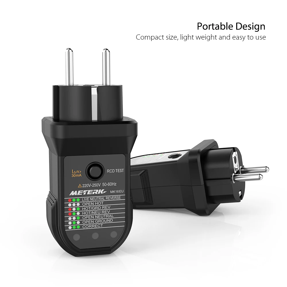 Meterk RCD электрическая розетка тестер выключатель искатель автоматический