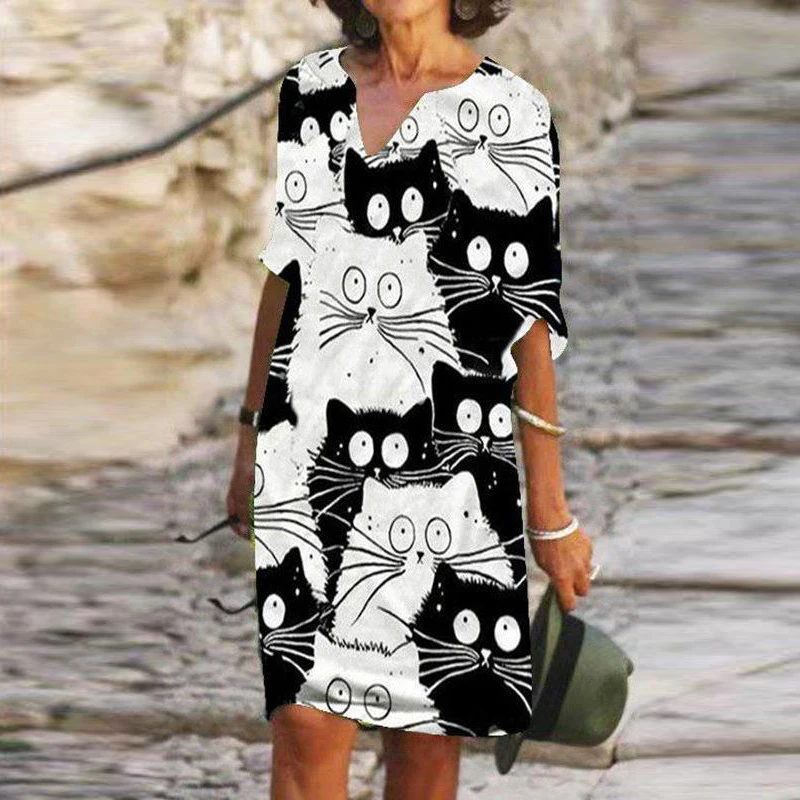 Платье-миди женское ТРАПЕЦИЕВИДНОЕ с V-образным вырезом и рукавом 2022 | Женская