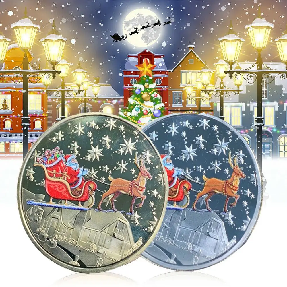 2020 цветная Рождественская памятная монета Санта Клауса сувенир коллекционное