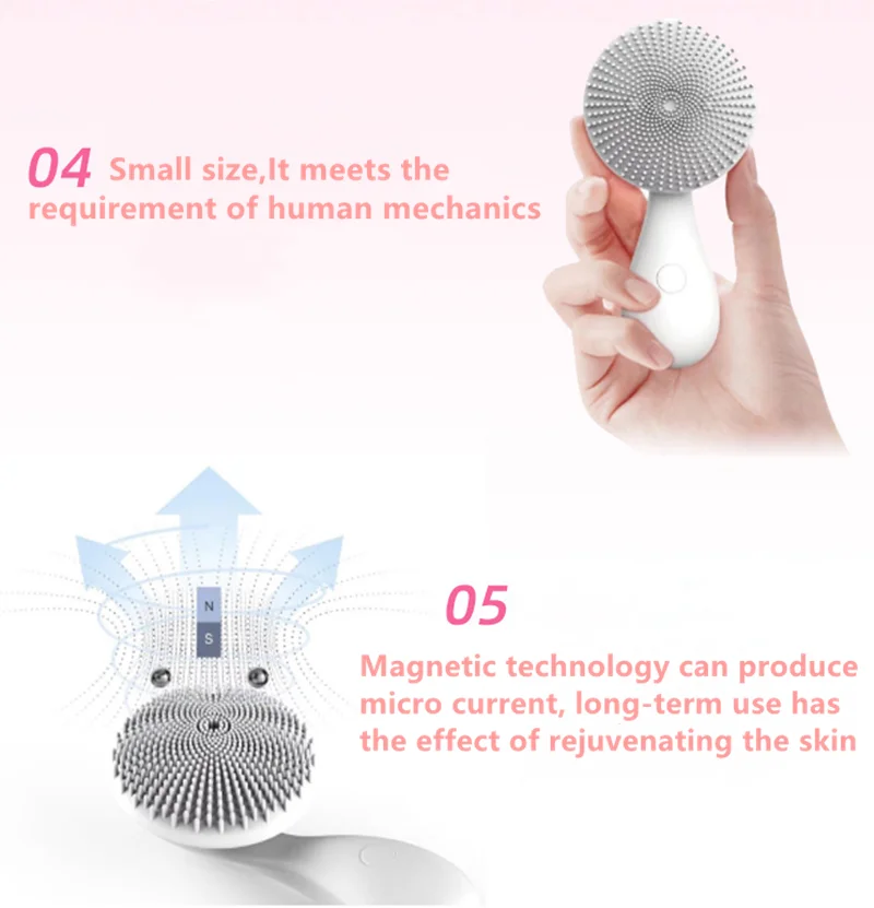 

Ultrasoni Silicone Face Cleansing Brush Electric Face Cleanser Facial Cleanser Cleansing Skin Deep Washing Massage Brush
