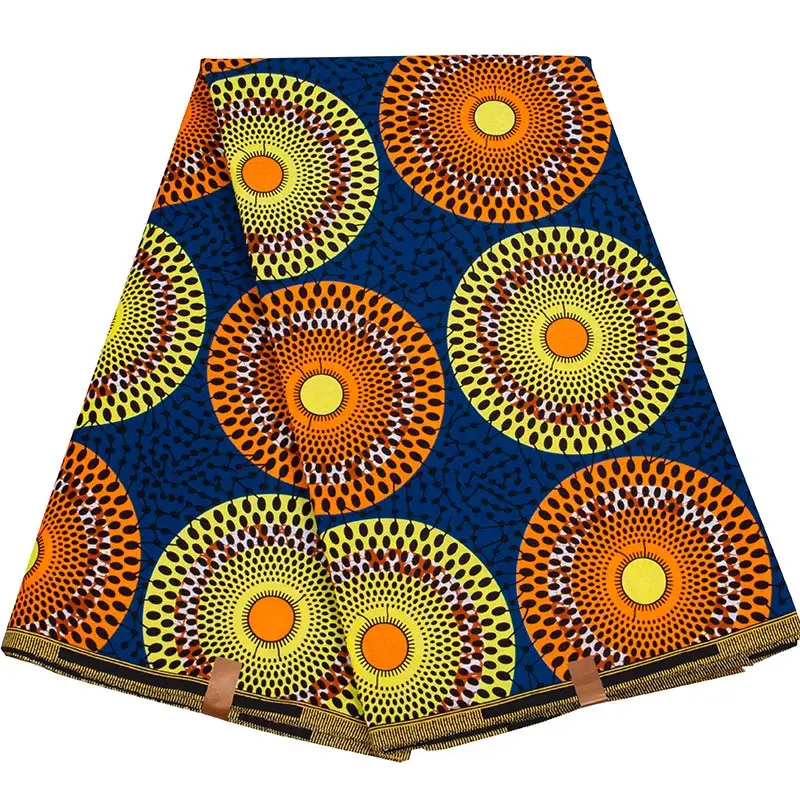 

African Guaranteed Wax Fabric For Women 2021 Vintage Ghana Pagne Real Wax Pure Cotton Soft Round Print Ankara Design 6 Yards