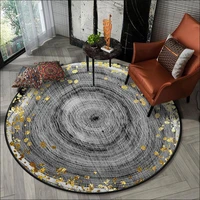 fashion simple ins geometric annual ring gold leaf round carpet non slip balcony coffee table hanging basket home decoration mat