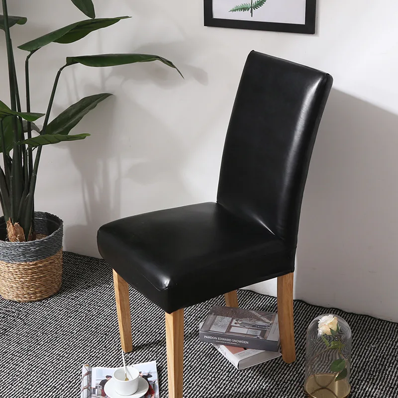 

Waterproof Chair PU Leather Fabric Chair Covers Big Elastic Seat Chair Covers Stretch Seat Case For Home Banquet