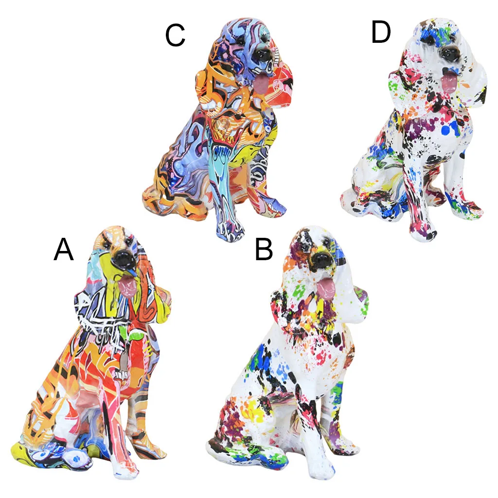 

Статуя граффити с собакой, домашний декор, животное, орнамент, скульптура, художественная статуэтка, украшение для полки, ТВ Стенд, шкаф