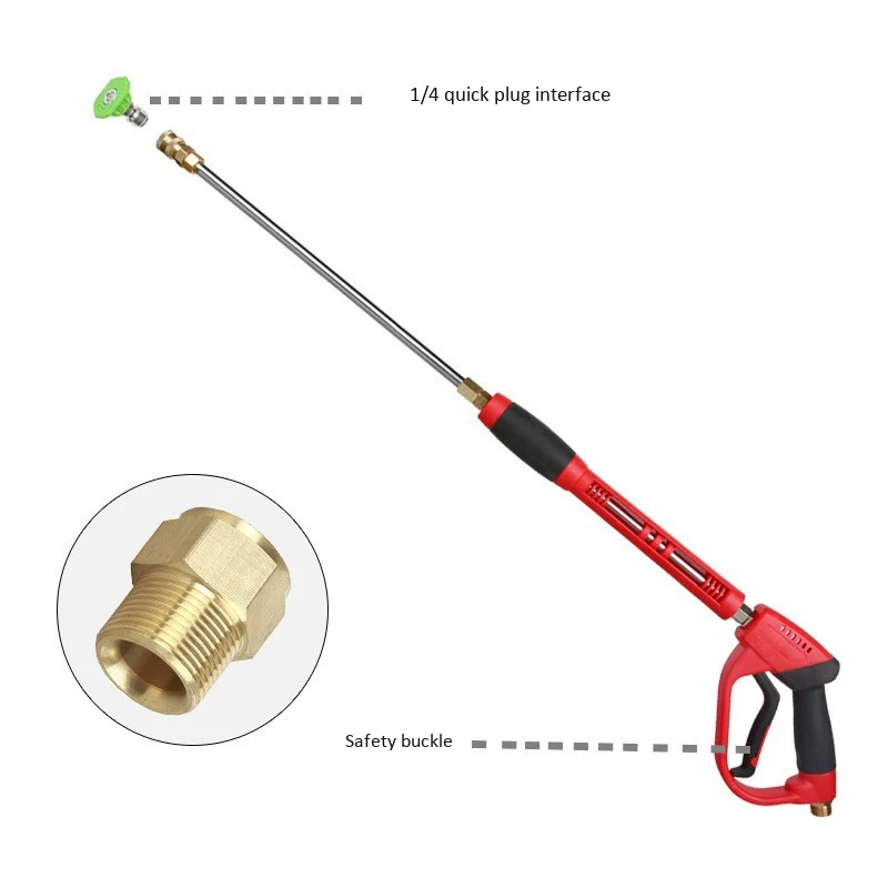 

High Pressure Washer Tool Set with 1/4 Quick Connector Wand Extension 5 Nozzle Tips M22 Fitting 40 Inch 5000 PSI
