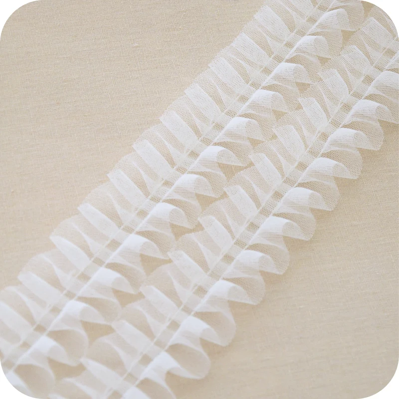 1 метр плиссированная сетчатая кружевная лента из органзы ширина = 5 см 2 дюйма