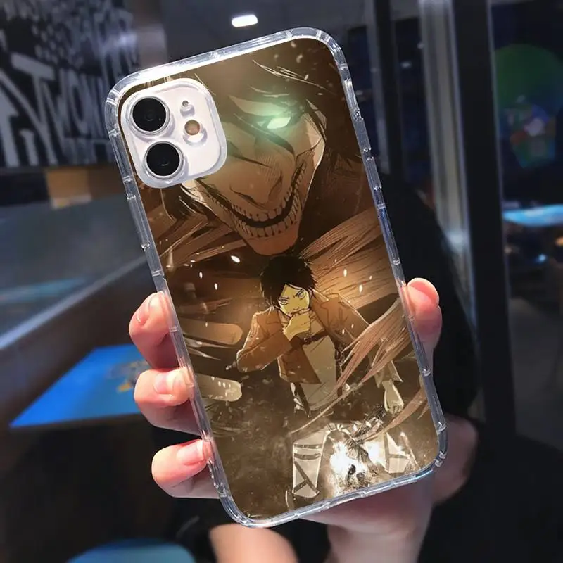 

Hot anime Attack on Titan Phone Case Transparent for iPhone 11 12 mini pro XS MAX 8 7 6 6S Plus X 5S SE 2020 XR