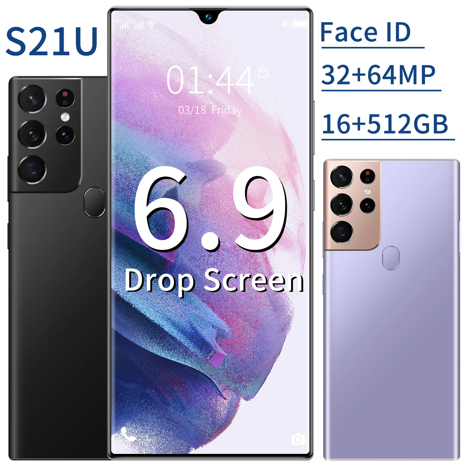 

Smartphones S21U 5G Global Version 6.9 Inch 16GB 512GB Mobile Phone Samsug Celular 64MP CPU Android 11 Big Battery Cellphone