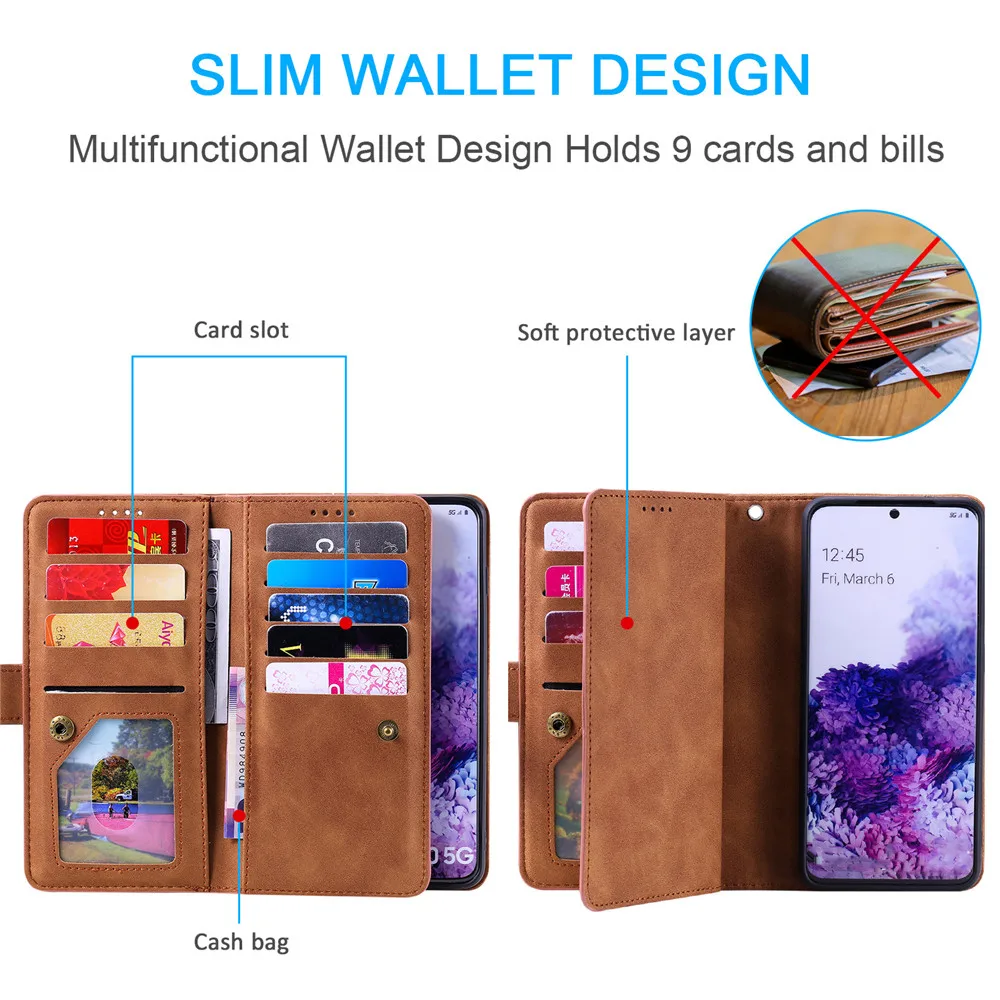 Zipper A52 A72 A51 A71 Case For Samsung Galaxy S22 S21 S20 FE Ultra A53 A33 A13 A22 A12 A32 A50 S10 S9 S8 Plus A30 Leather Cover