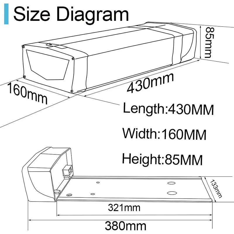 Задняя стойка для аккумулятора электровелосипеда 52 в 48 В 36 литиевый аккумулятор