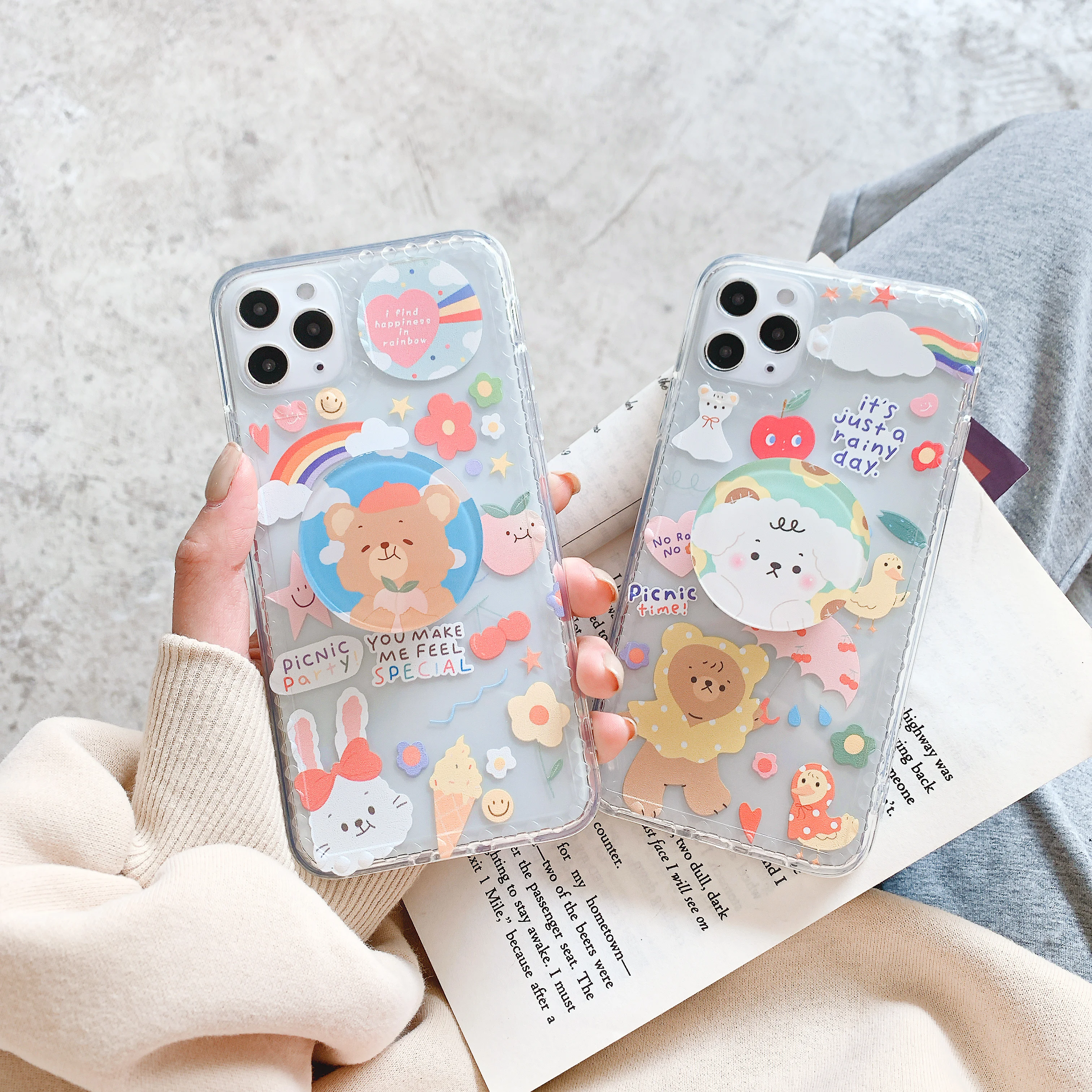 

Rubik's Cube Gold Diamond Love Bear Stand for iphone 12 pro mobile phone case 11 7 8 plus X XS Max Xr mini protective sleeve