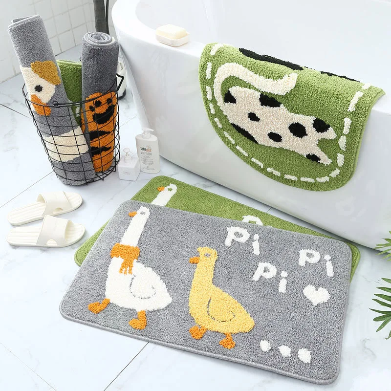 

Cute Duck Bath Mat Non-slip Absorbent Bathroom Rug Animal Super Soft Entrance Door Mat Fiber Thick Doormat Carpet Home Decor