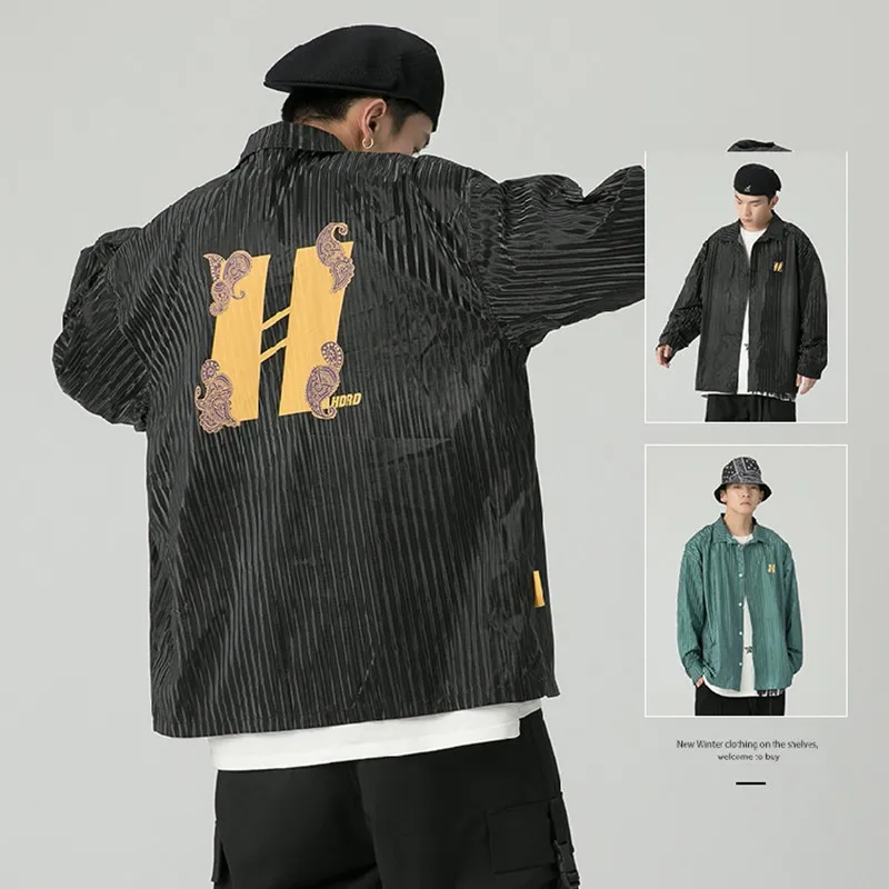 

Рубашка мужская с длинным рукавом, в полоску, свободного покроя