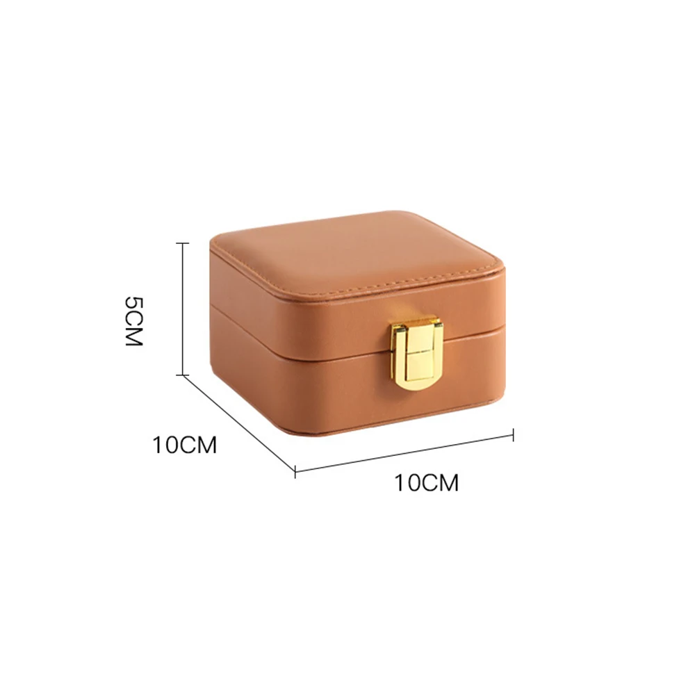 

Portable Pu Leather Jewelry Case Packing Jewelry Box Makeup Organizer Cosmetic Display Travel Earring Ring Casket Zipper Storage