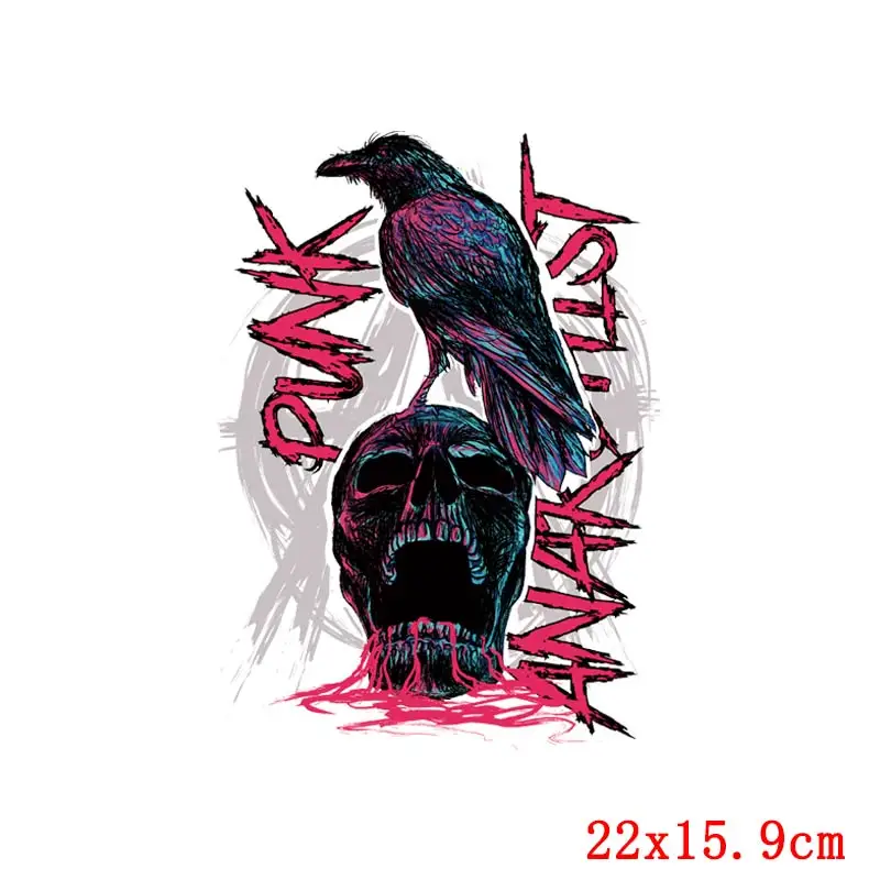 Праджня и черепами в стиле панк гладить на передачи тепла ПВХ Патчи для Костюмы DIY