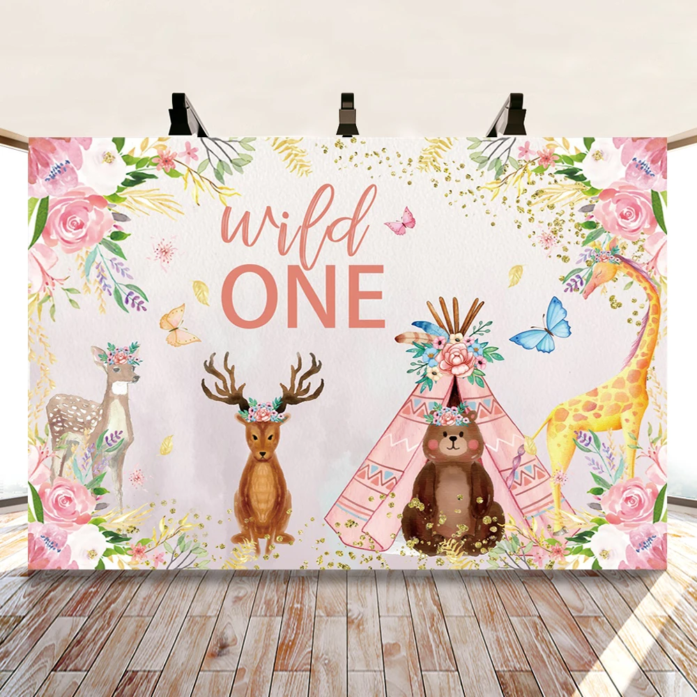 

Yeele Birthday Flowers Wild One Animal Baby Shower Photography Backdrop Personalized Photographic Backgrounds For Photo Studio