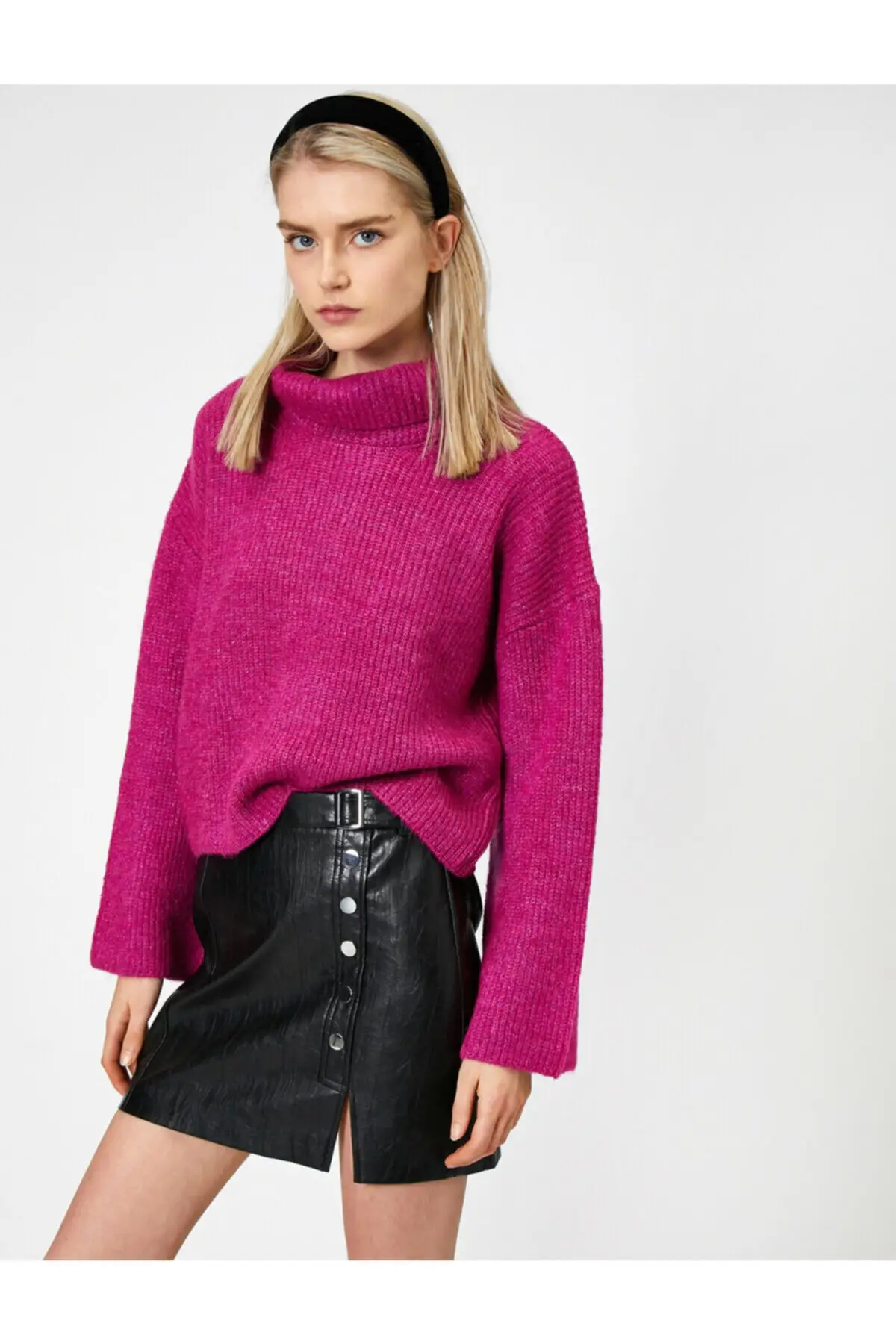 Koton женский серый свитер с высоким воротником и длинным рукавом 0 KAL98380OT| |