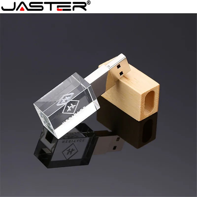 JASTER(более 10 шт. бесплатный логотип) кристалл+ деревянный USB флэш-накопитель Флешка 4 ГБ 8 ГБ 16 ГБ 32 ГБ 64 Гб Внешняя карта памяти