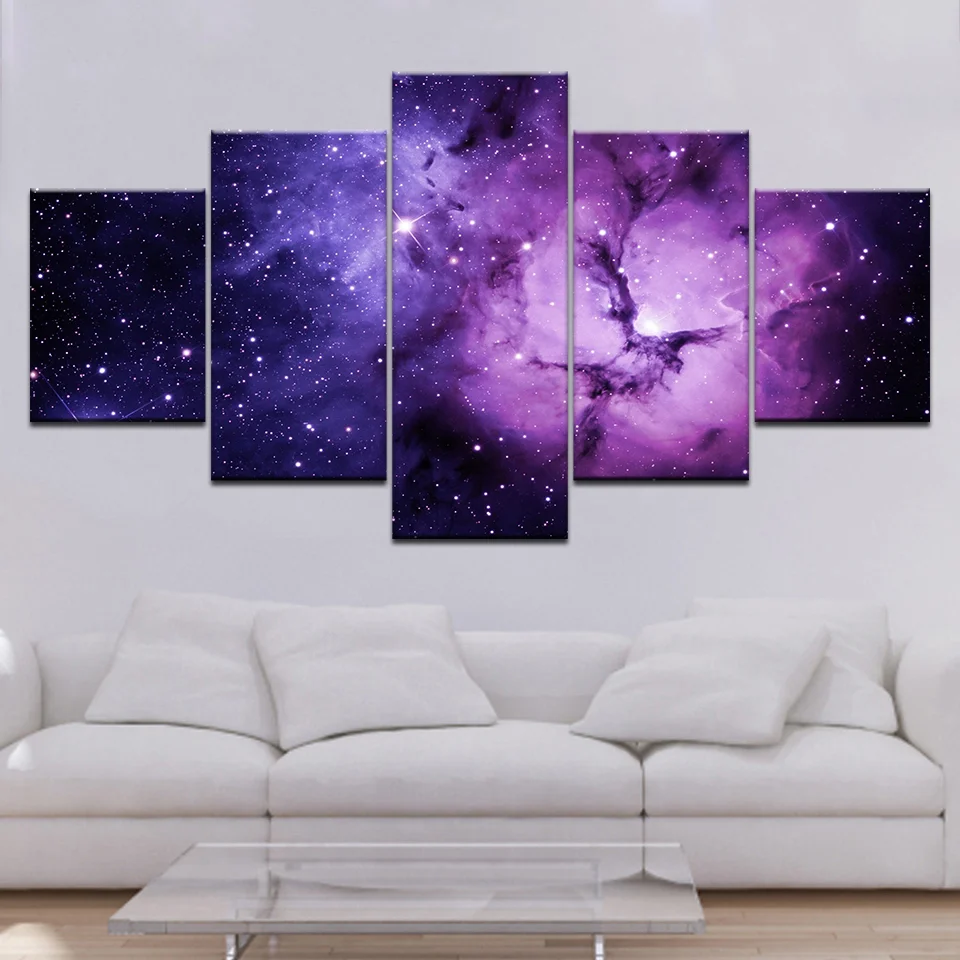 

5 Pieces Nebula Abstract Landscape Pictures Canvas Paintings Wall Art Frame Modular Prints Starry Sky Poster Kids Room Decor