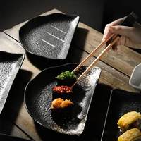 creative half moon plate japanese style tableware ceramic plate flat dish plate japanese restaurant snack plate snack plate