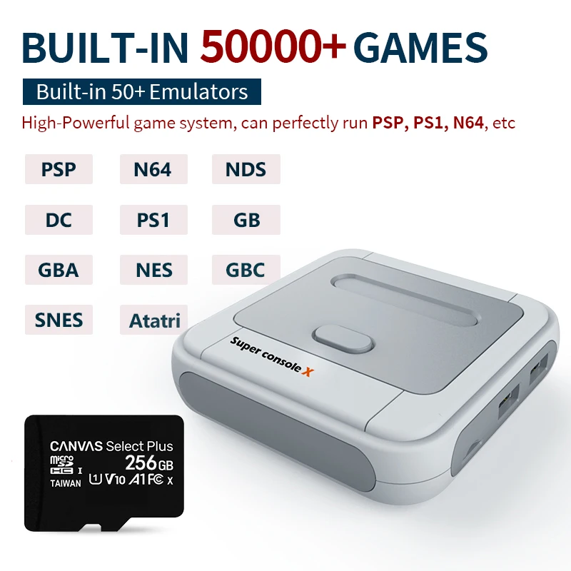 Ретро супер консоль X Mini/TV видео игровая для PSP/PS1/MD/N64 WiFi Поддержка HD Out встроенные 50
