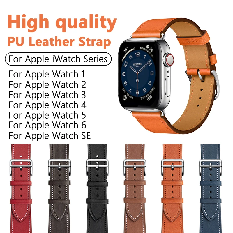 

PU Leather loop Bracelet Belt Band For Apple Watch 7 SE 6 5 4 3 Wristband For iWatch Series 38MM 40MM 41MM 42MM 44MM 45MM Straps