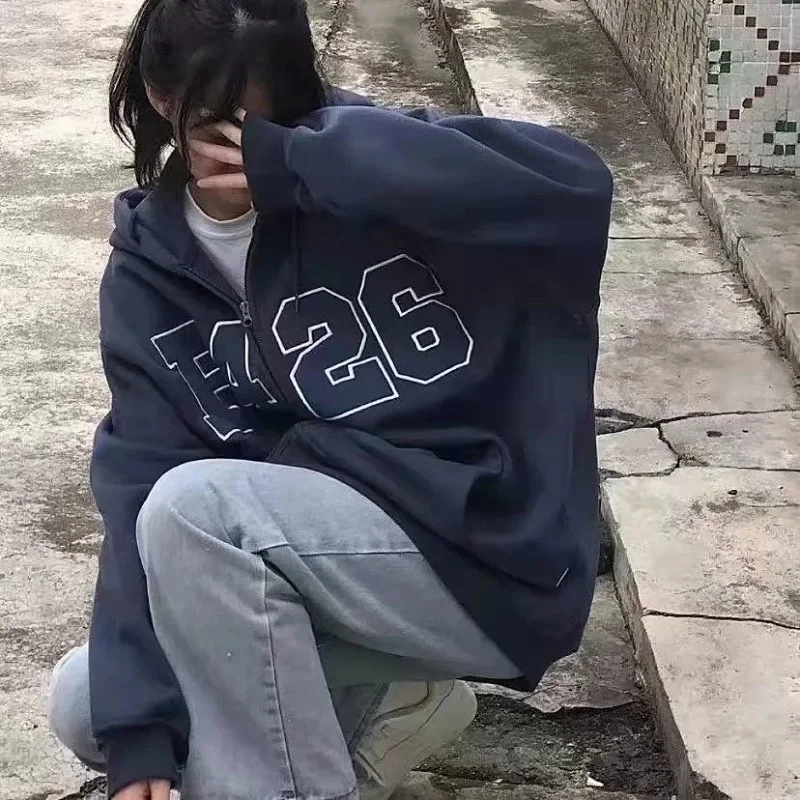 Уличная куртка Y2K в стиле Харадзюку с надписью женский корейский кардиган на