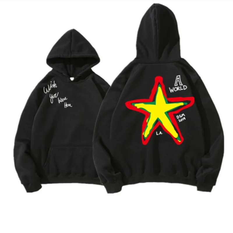 

2021Front and back stars printing Hoodie Fashion Band Logo Design Hoodies Fashion Hooded Long Sleeve Sweatshirt Hoody Tops