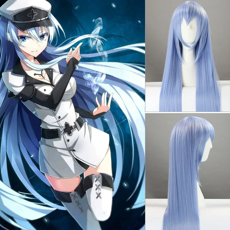 Akame Ga KILL! Длинные прямые парики для косплея Esdeath термостойкие синтетические