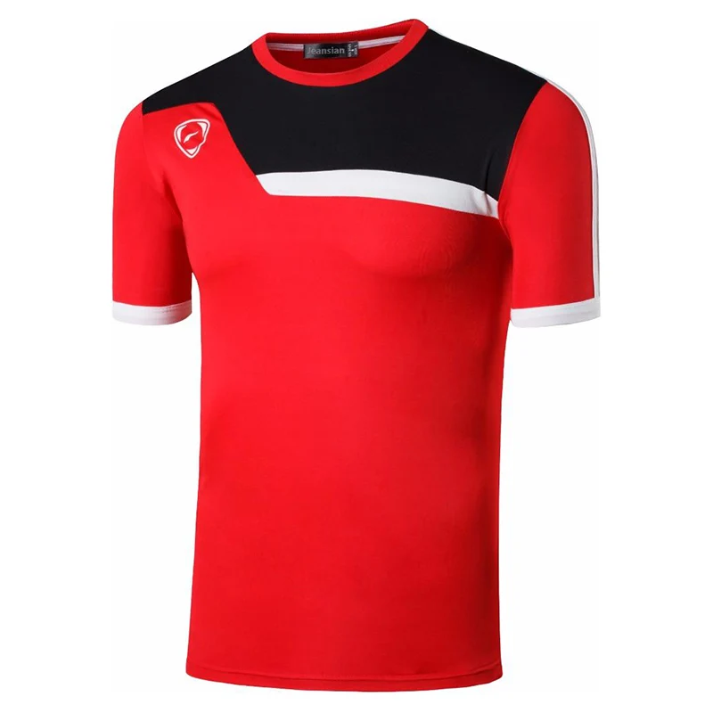 

jeansian Men's Sport Tee Shirt Tshirt T-shirts Tops Running Gym Fitness Workout Football Short Sleeve Dry Fit LSL073 Red2