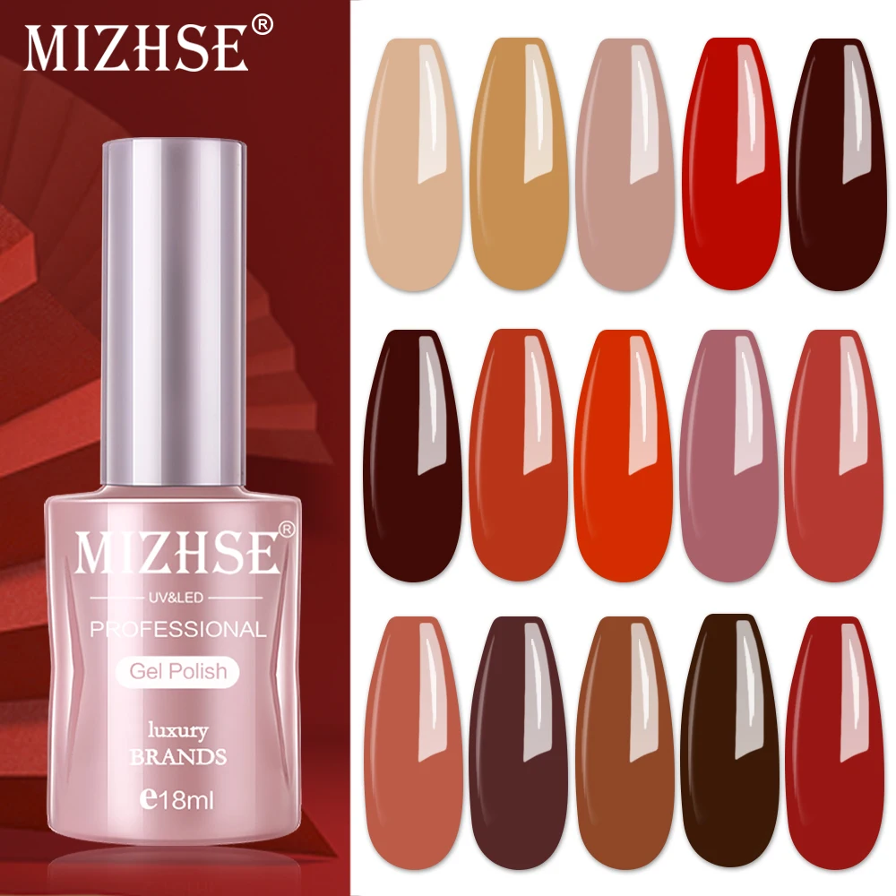 

MIZHSE Nail Gel Polish 18ML 15 Colors Grameen Bean Paste Maple Leaf Red UV Varnish Semi-permanent Nail Gel New Arrivals