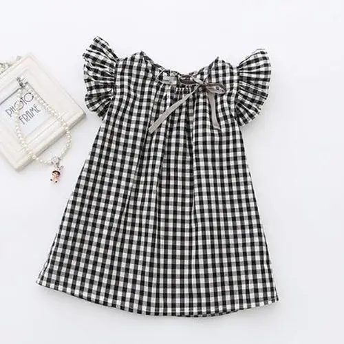 

2Y-7Y Cute Summer Girls Princess Dress Toddler Retro Ruffle Plaid Clothes Baby Dresses Girl Party Pageant Dress