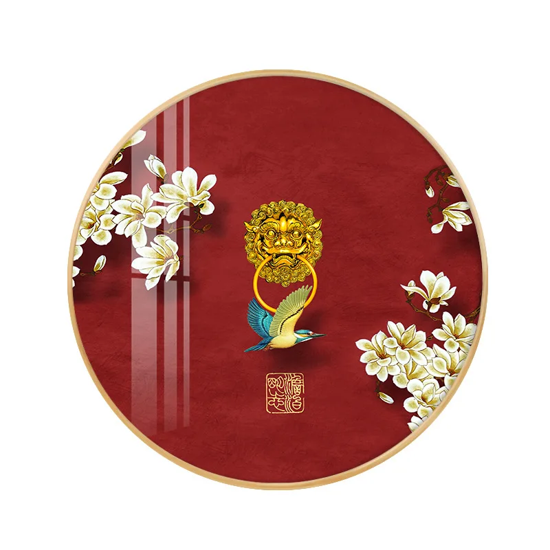 HD Печать Лев стук Холст Живопись Домашний Декор птицы цветы круглый плакат