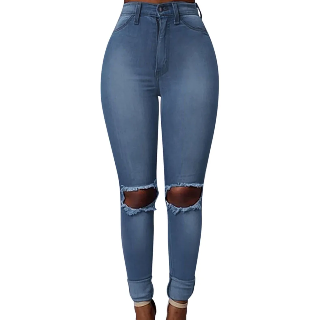 Женские джинсы деним JAYCOAIN повседневные узкие с высокой талией Стрейчевые