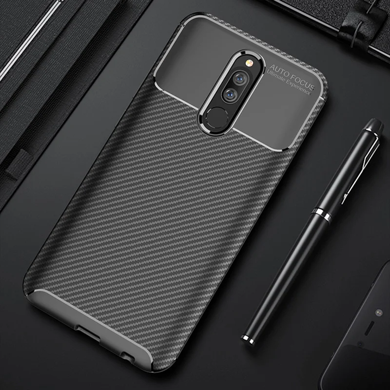 Чехол для Xiaomi Redmi 8 8A Роскошный чехол из углеродного волокна Мягкий Силиконовый