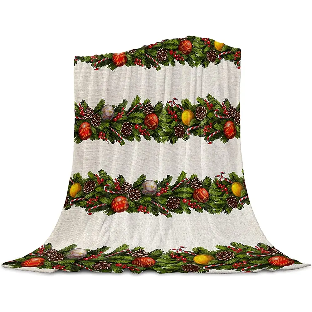 

Comfortable Throw Blanket Christmas Flower Poinsettia Leaves Pattern All Season Warm Lightweight Blanket