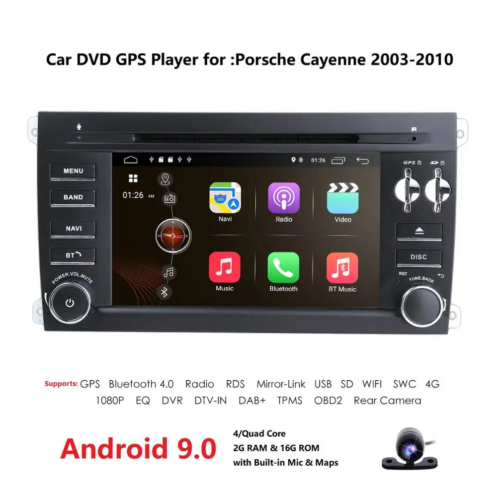 Четырехъядерный 2G RAM Android 9 0 автомобильный dvd плеер для Porsche Cayenne 2005 2003 2004 2006 2007 2008 2009