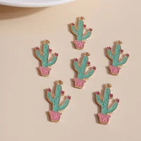 10pcslot 1527mm cute enamel cactus charms for jewelry making diy desert plants charms necklaces pendants bracelets accessories
