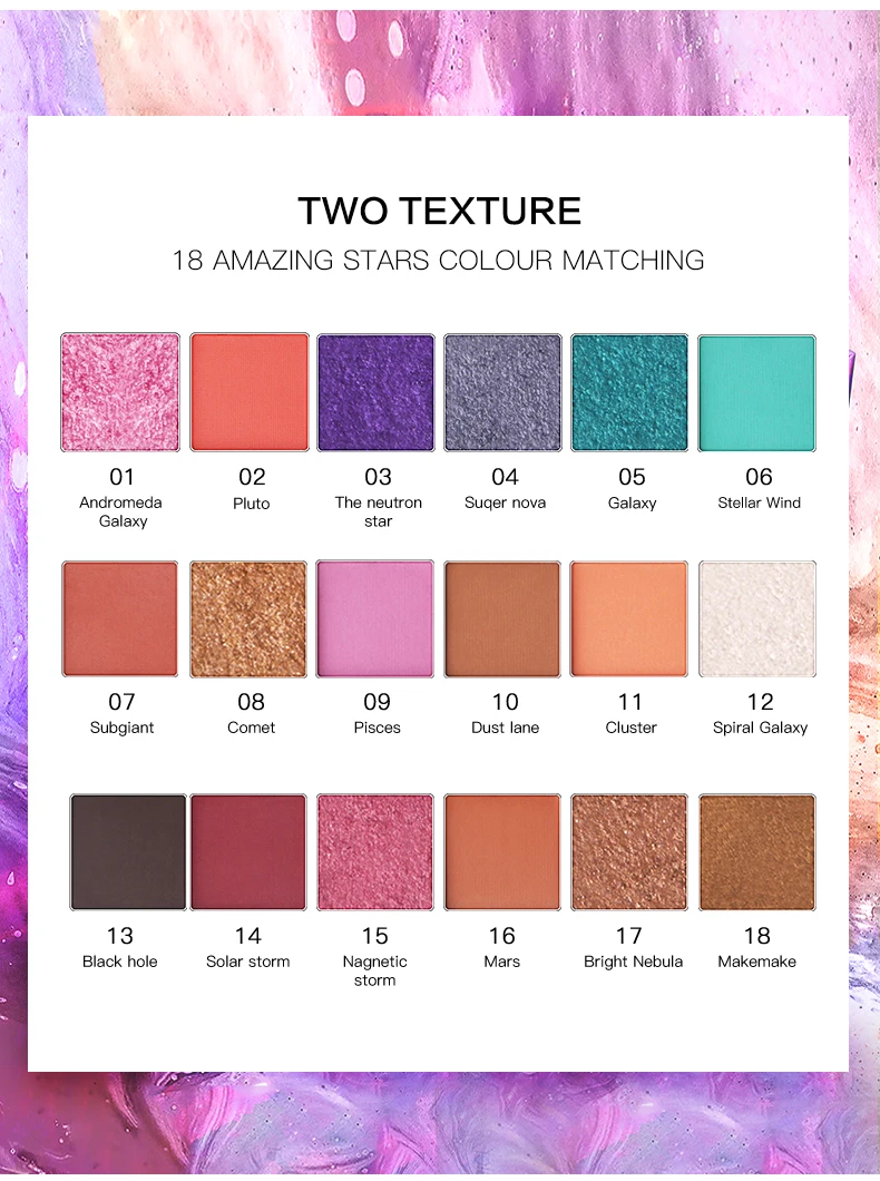 18 цветов матовое стекло с перламутровым эффектом палитра теней для век Меркурий