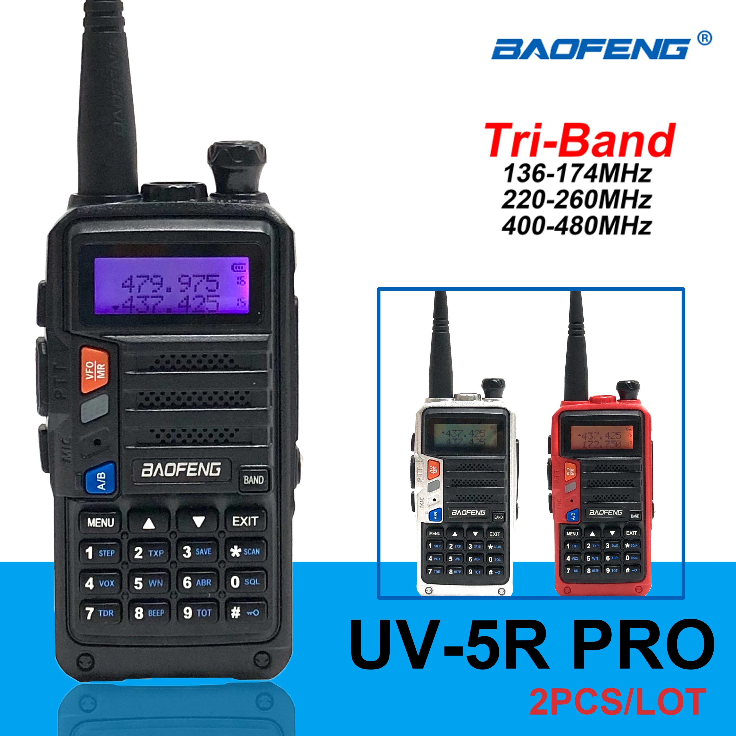 Baofeng Radio UV-5R Pro 2Pcs/Lot Tri-Band 8W High Power Handheld Walkie-Talkie 2 Way Ham Radios HF Transceiver UV-5R Update 2020