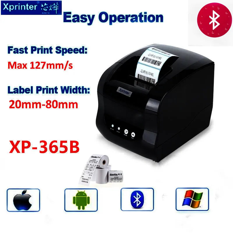 Impresora térmica de etiquetas de recibos xp-365b de 80mm, dispositivo para supermercado, código de barras, código QR, USB, BT, Android, Windows