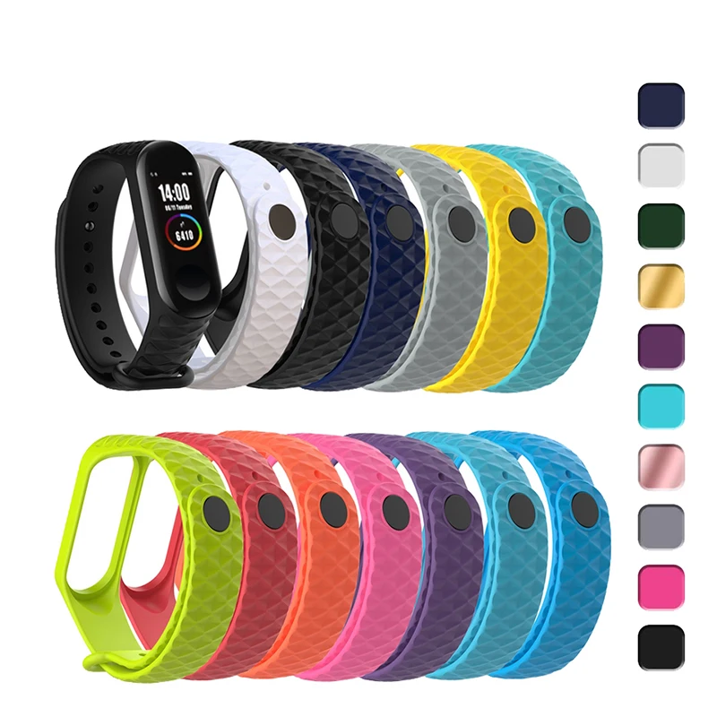 Ремешок силиконовый для Mi Band 3 4 5 спортивный сменный Браслет смарт часов xiaomi mi