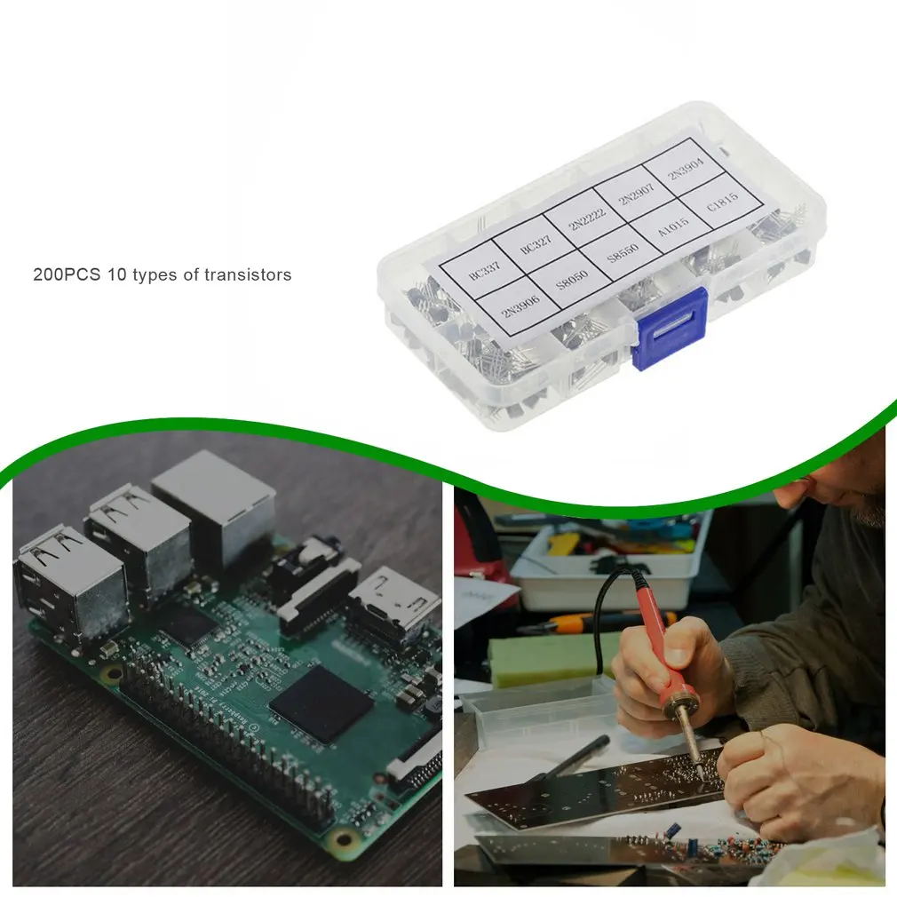 

10 Values 200pcs NPN PNP Transistor TO-92 Power Transistor Assortment Kit Transistor Pack Three Pin Transistors