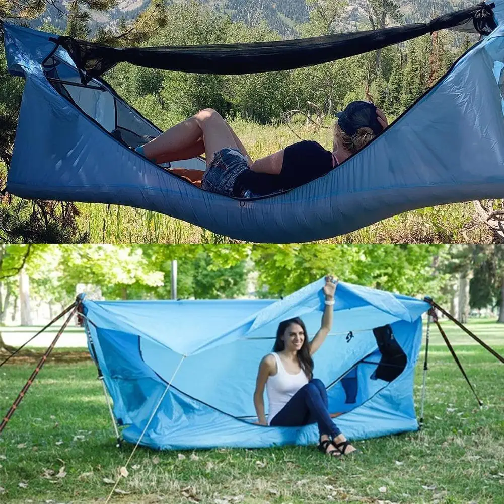 

Outdoor Camping Shelter Floating Hammock Suspended Outdoor Tree Rainproof Suspension Pergola Set Anti-mosquito Tent Hammock O5V9
