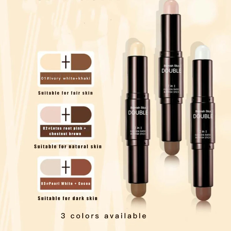 

Double-ended Blemish Stick Natural V-face Contouring Pen Nose Shadow Highlighter Waterproof Sweatproof Face Makeup TSLM1