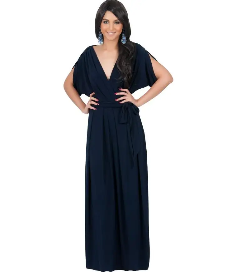 Женское темно синее элегантное платье с v образным вырезом в стиле ретро